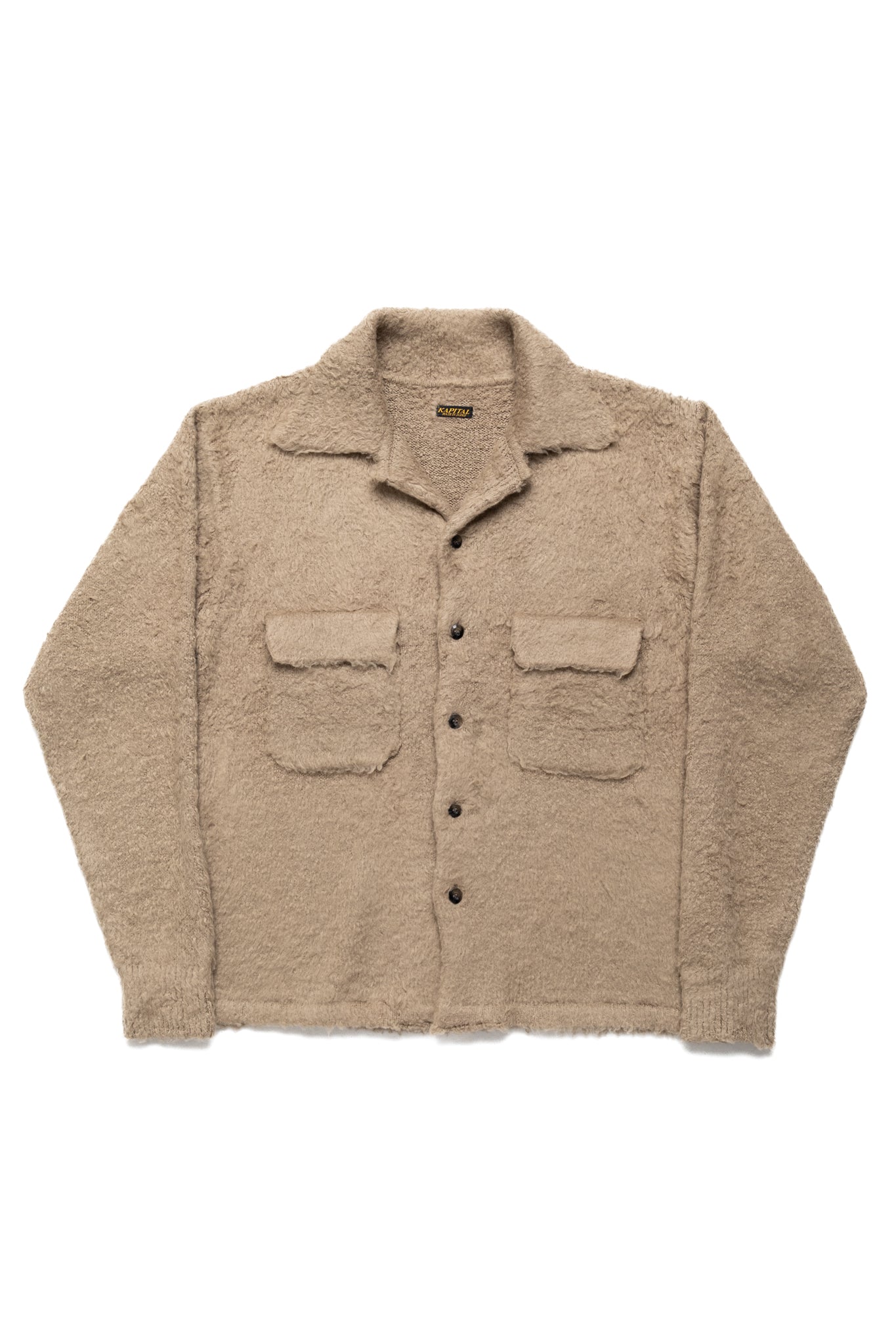 7G Shaggy Knit Board Shirt - Beige Khaki