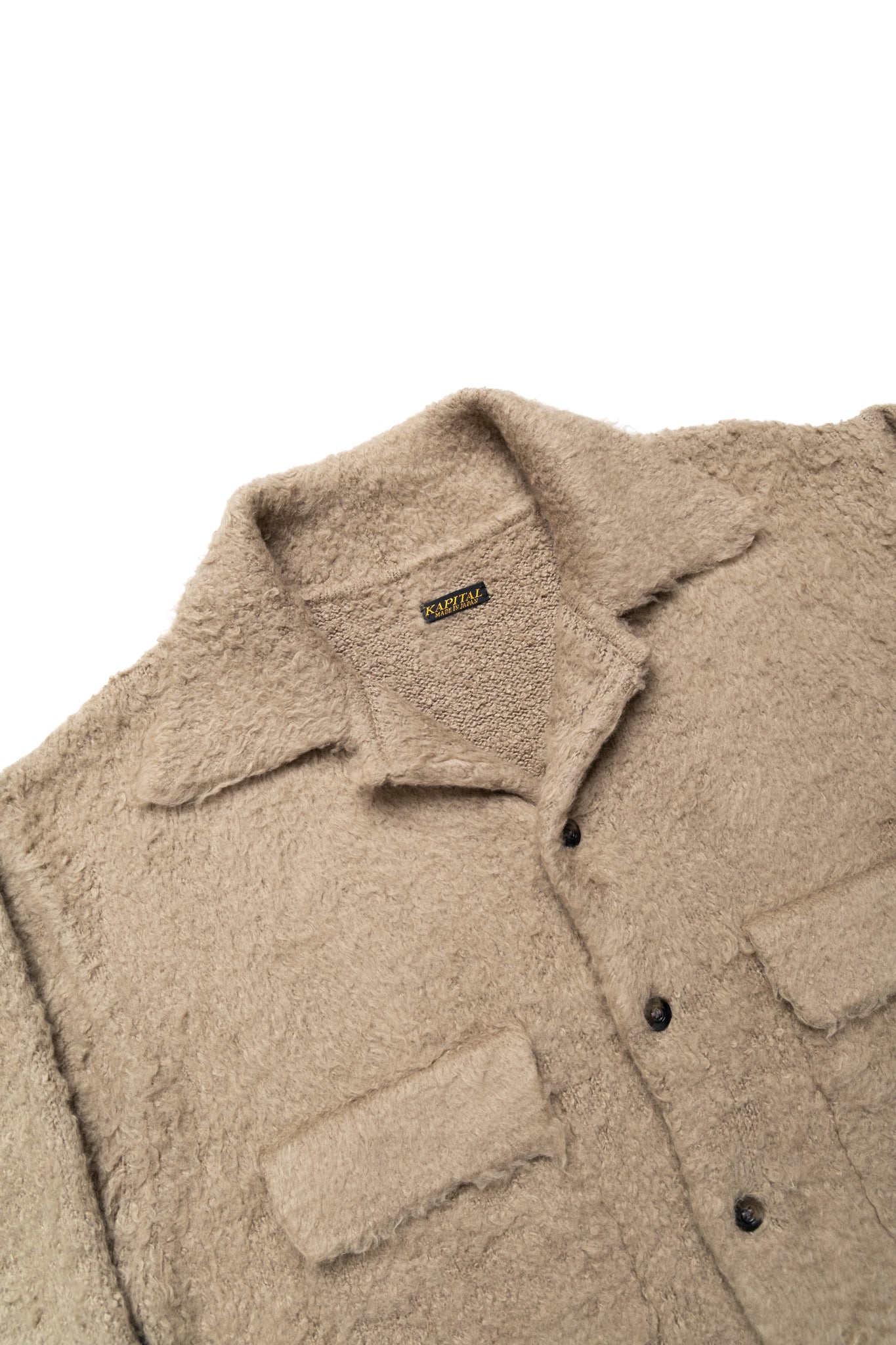 7G Shaggy Knit Board Shirt - Beige Khaki