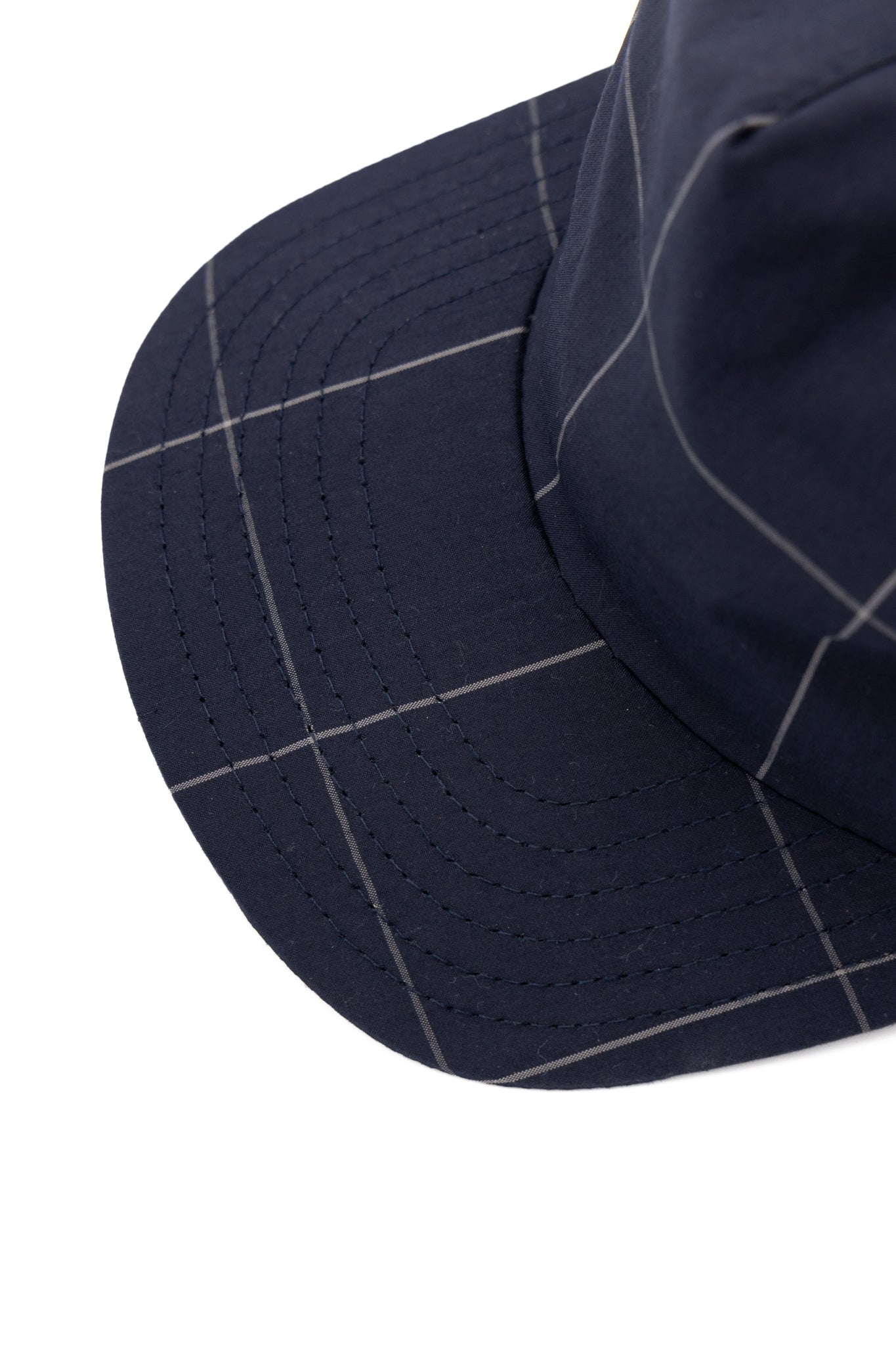 Japanese Nylon Plaid 5 Panel Cap - Navy Check