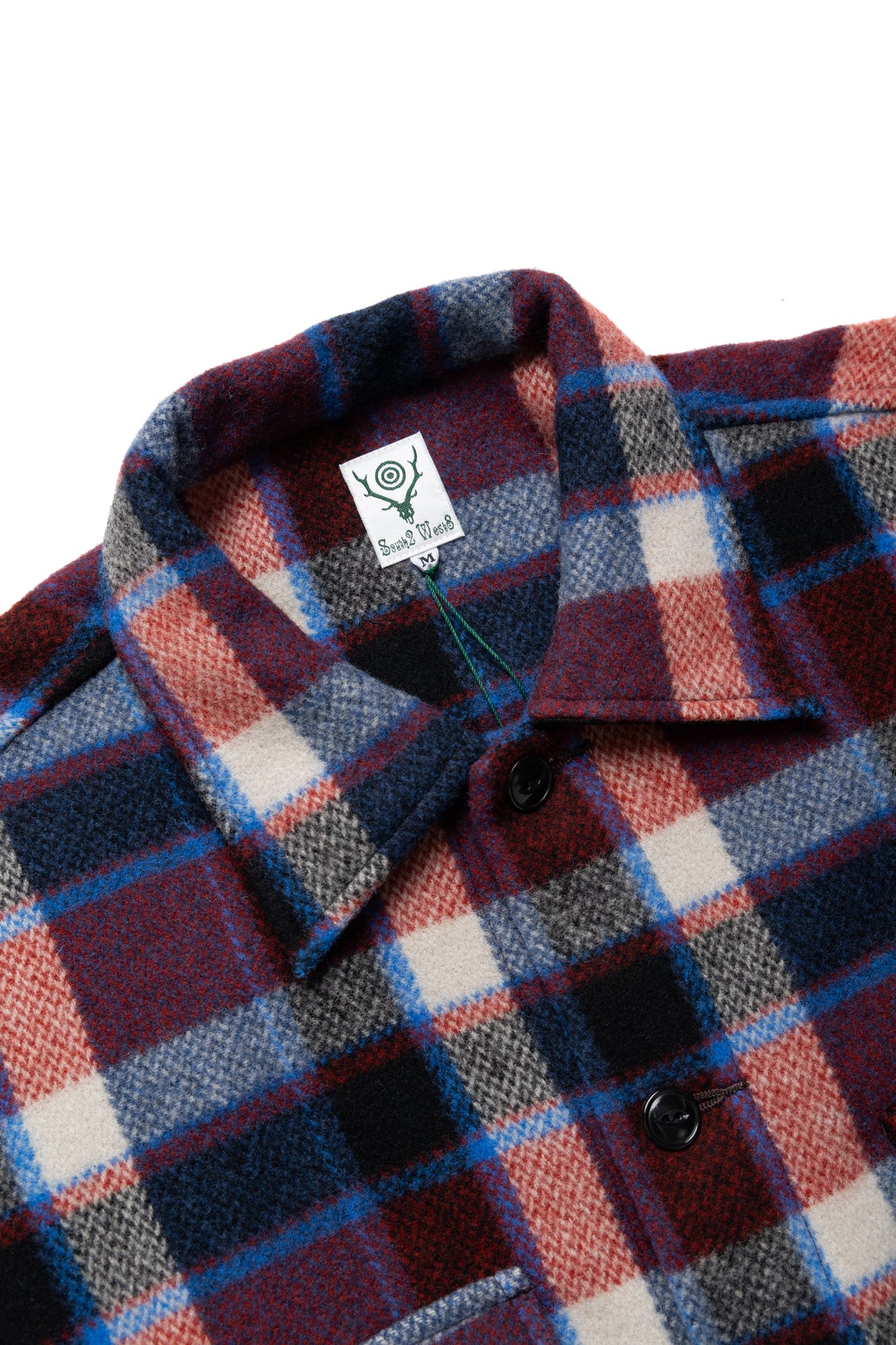 Smokey Shirt Wool Melton Plaid  - Red