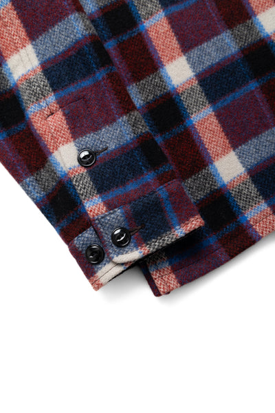 Smokey Shirt Wool Melton Plaid  - Red