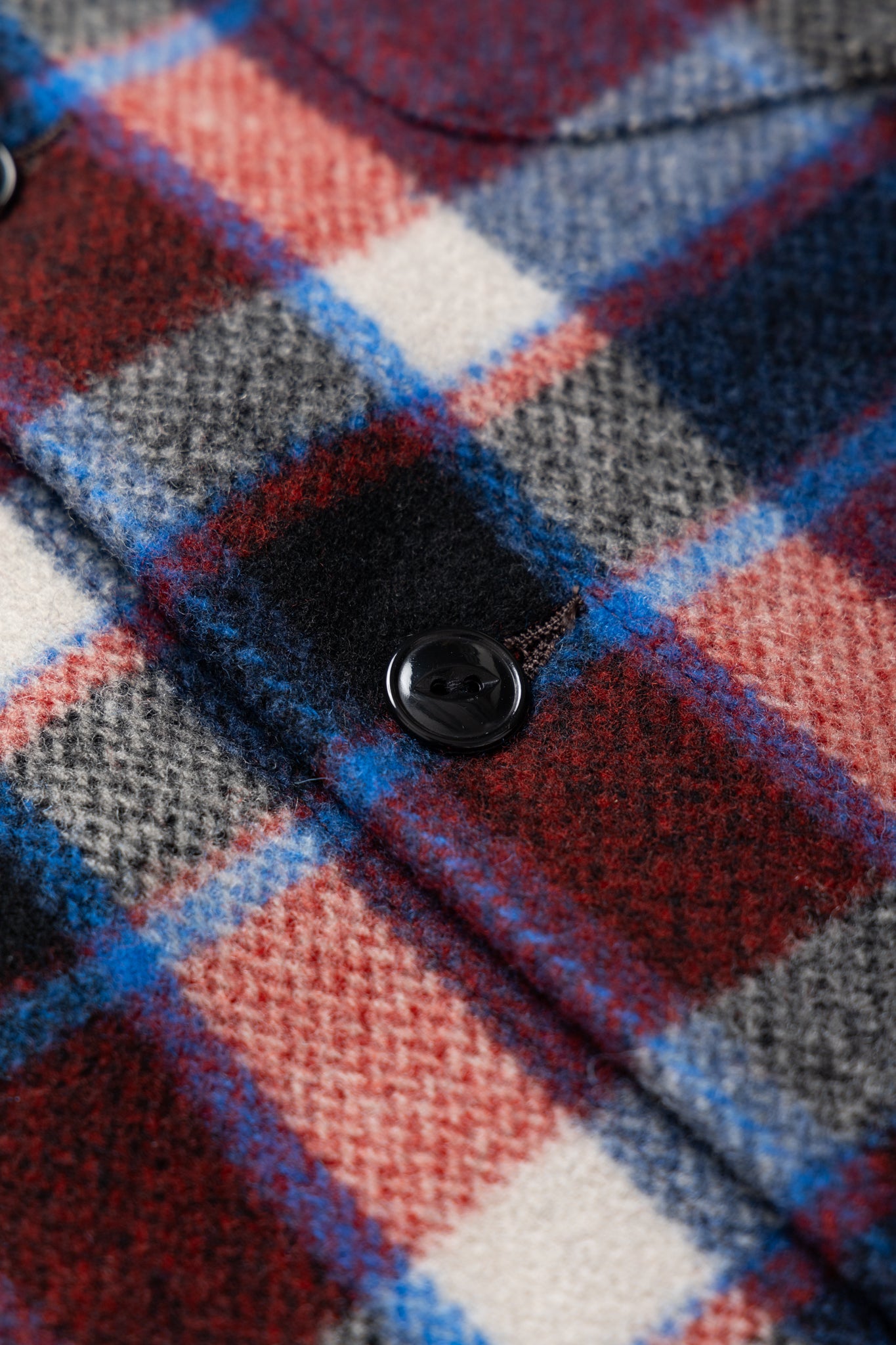 Smokey Shirt Wool Melton Plaid  - Red