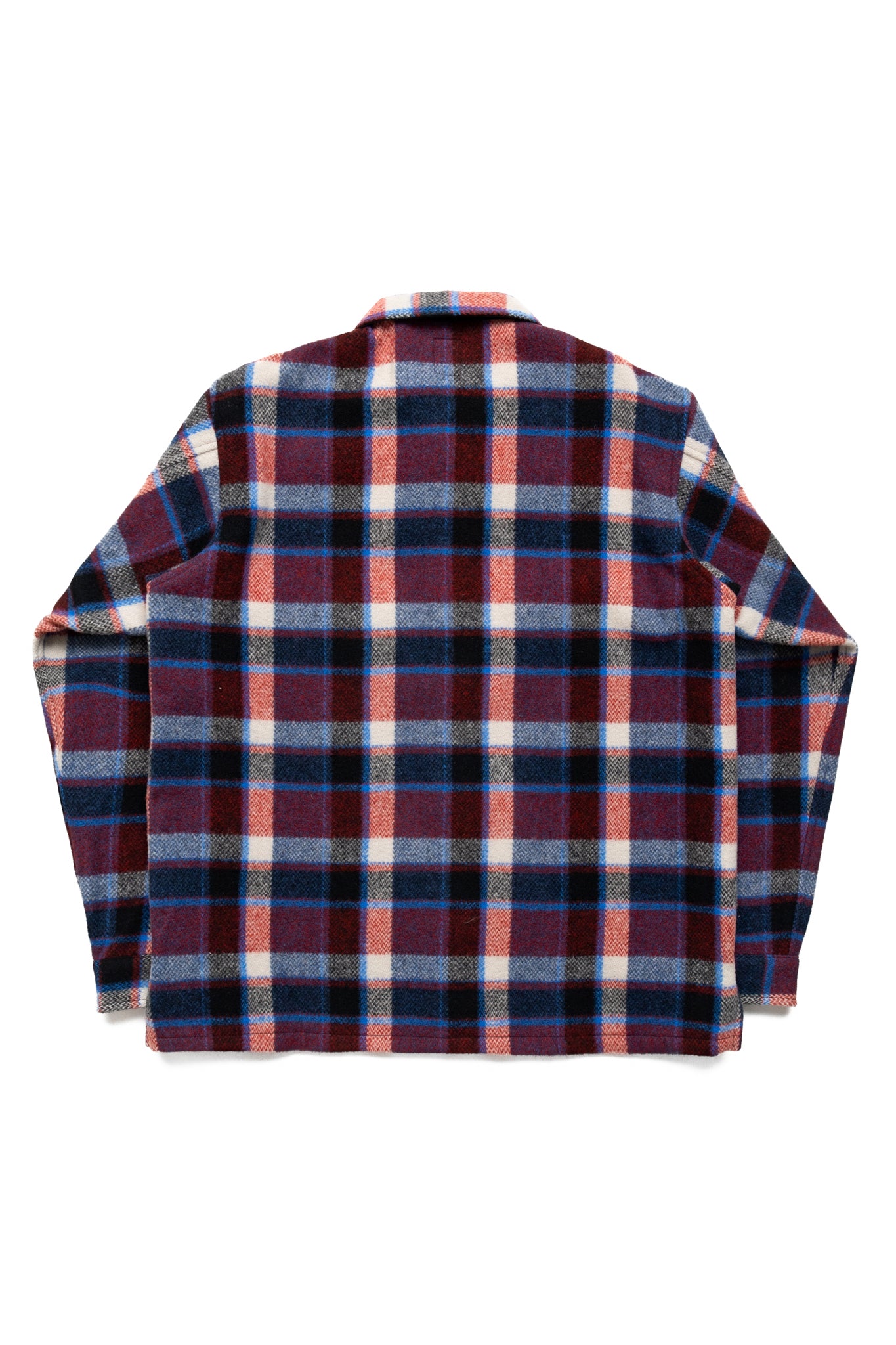 Smokey Shirt Wool Melton Plaid  - Red