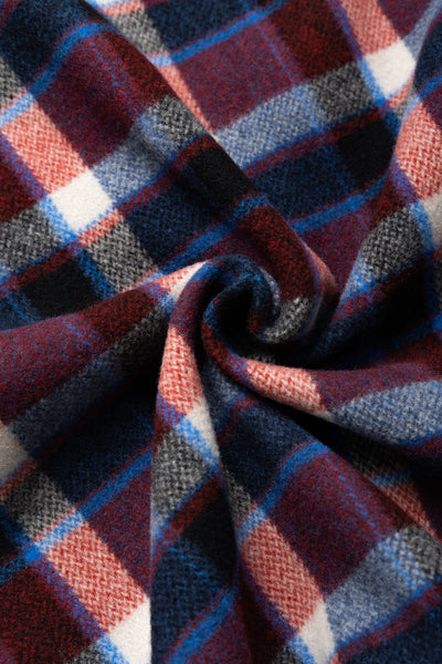 Smokey Shirt Wool Melton Plaid  - Red