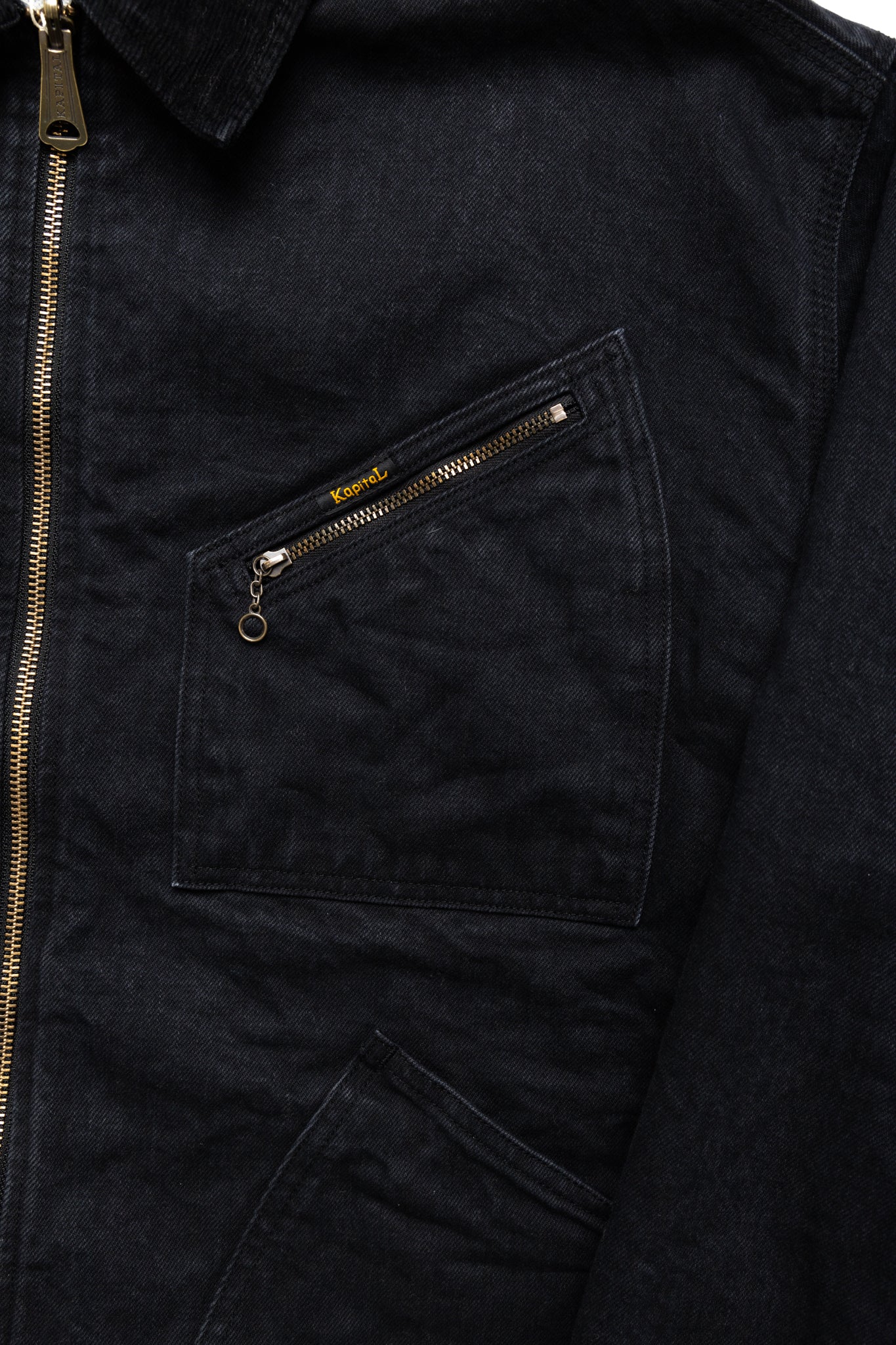 14oz BLK Denim BONE Lining Reversible ZIP-UP Work JKT