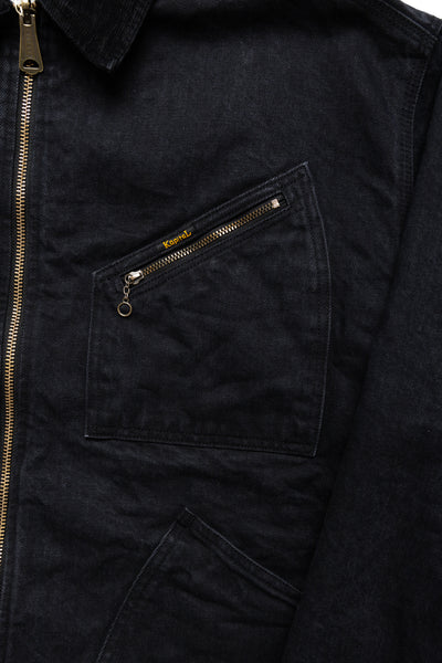 14oz BLK Denim BONE Lining Reversible ZIP-UP Work JKT