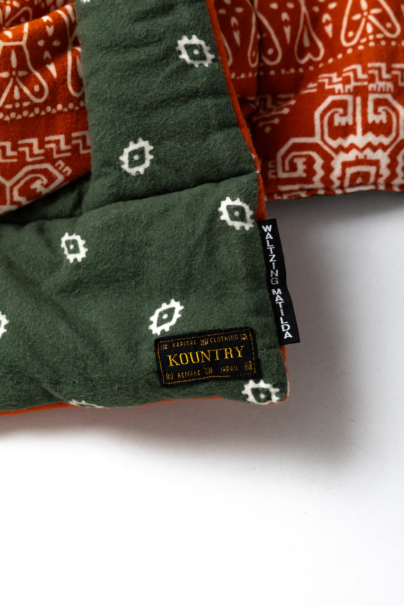 Flannel Reversible Bandana KESA Scarf - Khaki x Orange