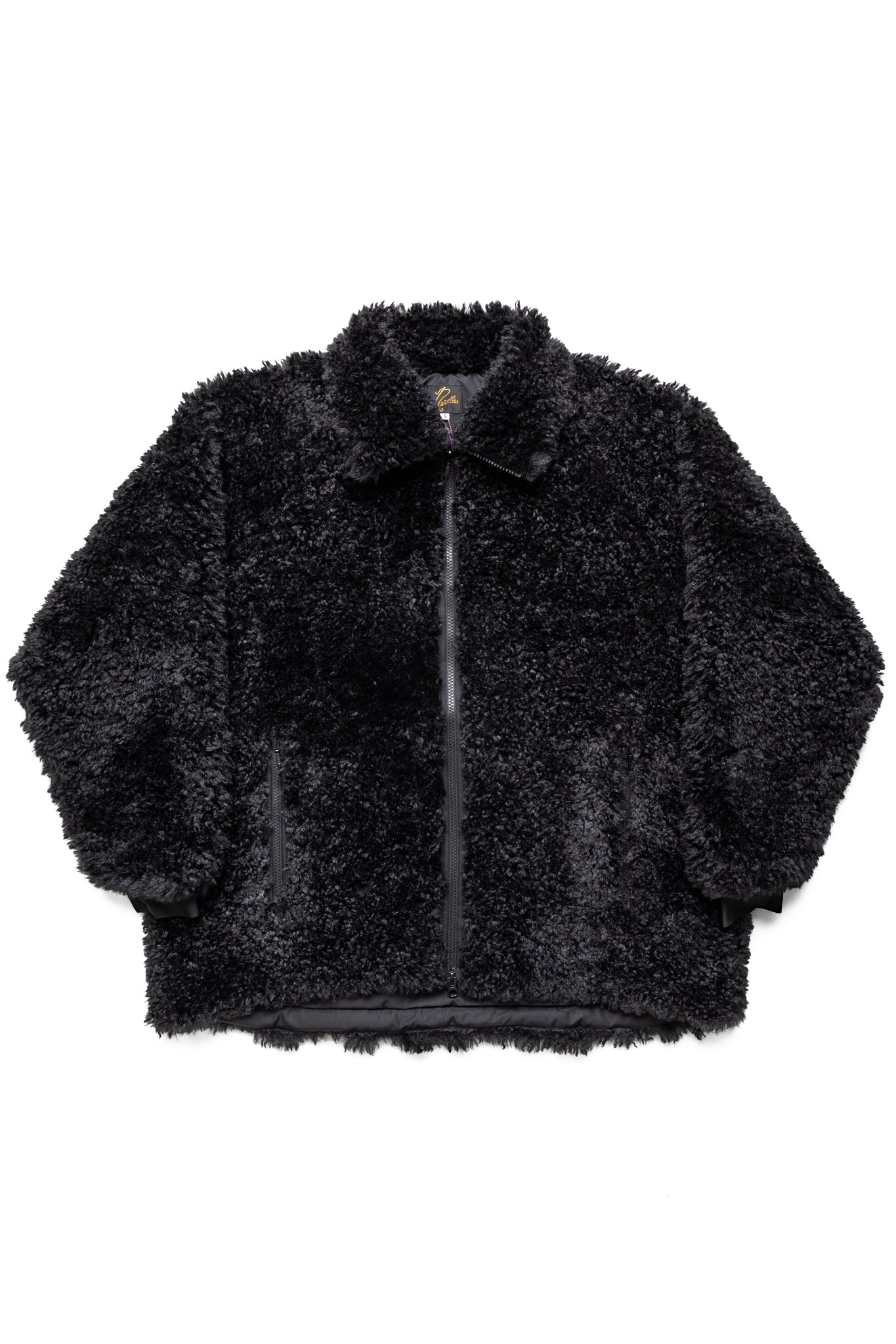 Curl short fake fur jacket black best sale