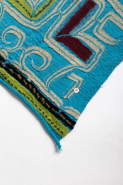 Fulling Wool HAPPY Scarf POP AINU - Blue