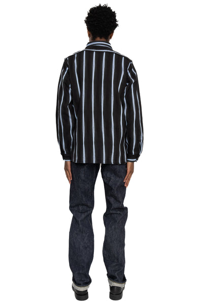 Drunken Stripe Flannel Work Shirt Western Fit - Black