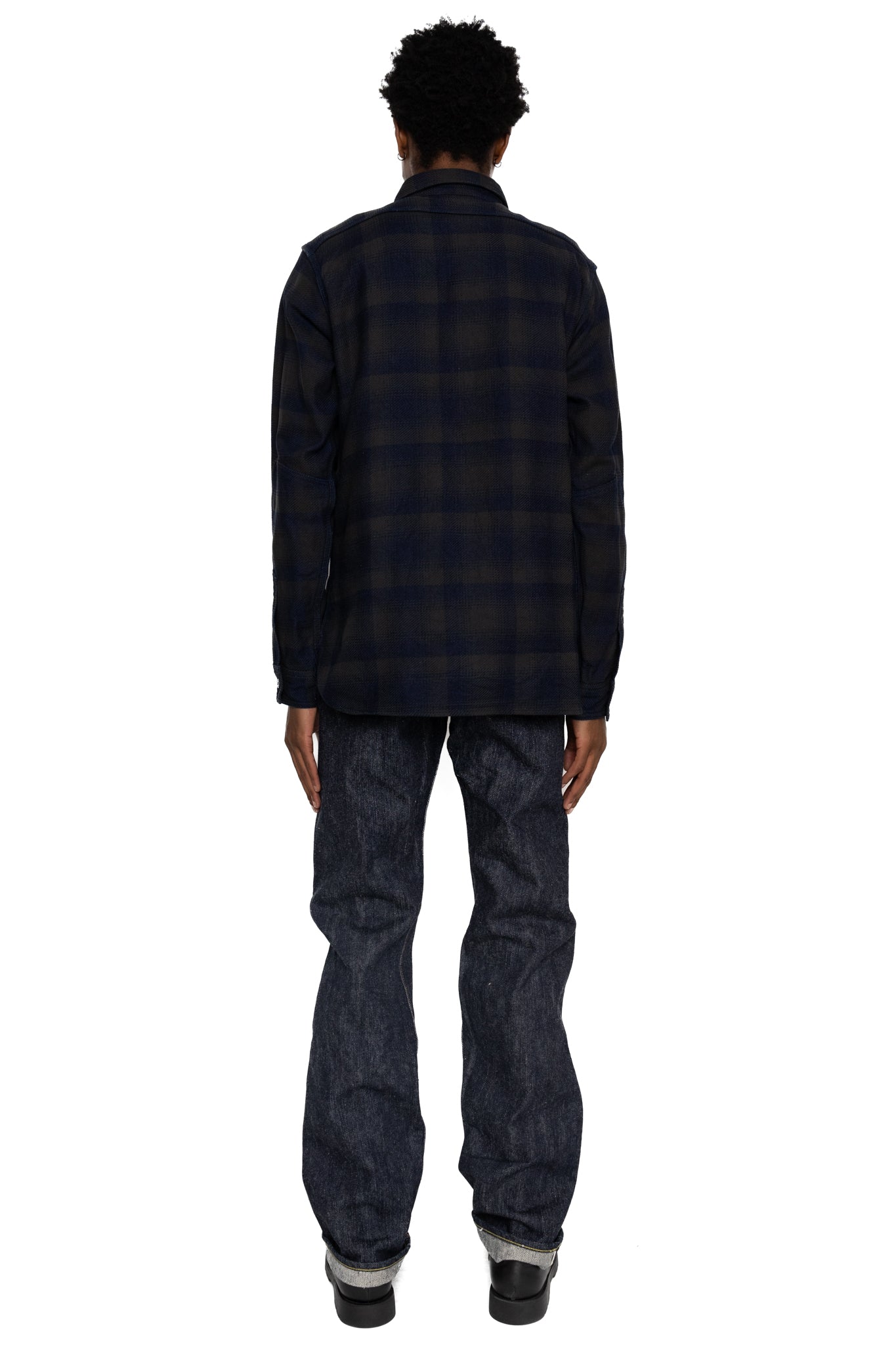 Rope Dyed Indigo Heavy Flannel Work Shirt Western Fit