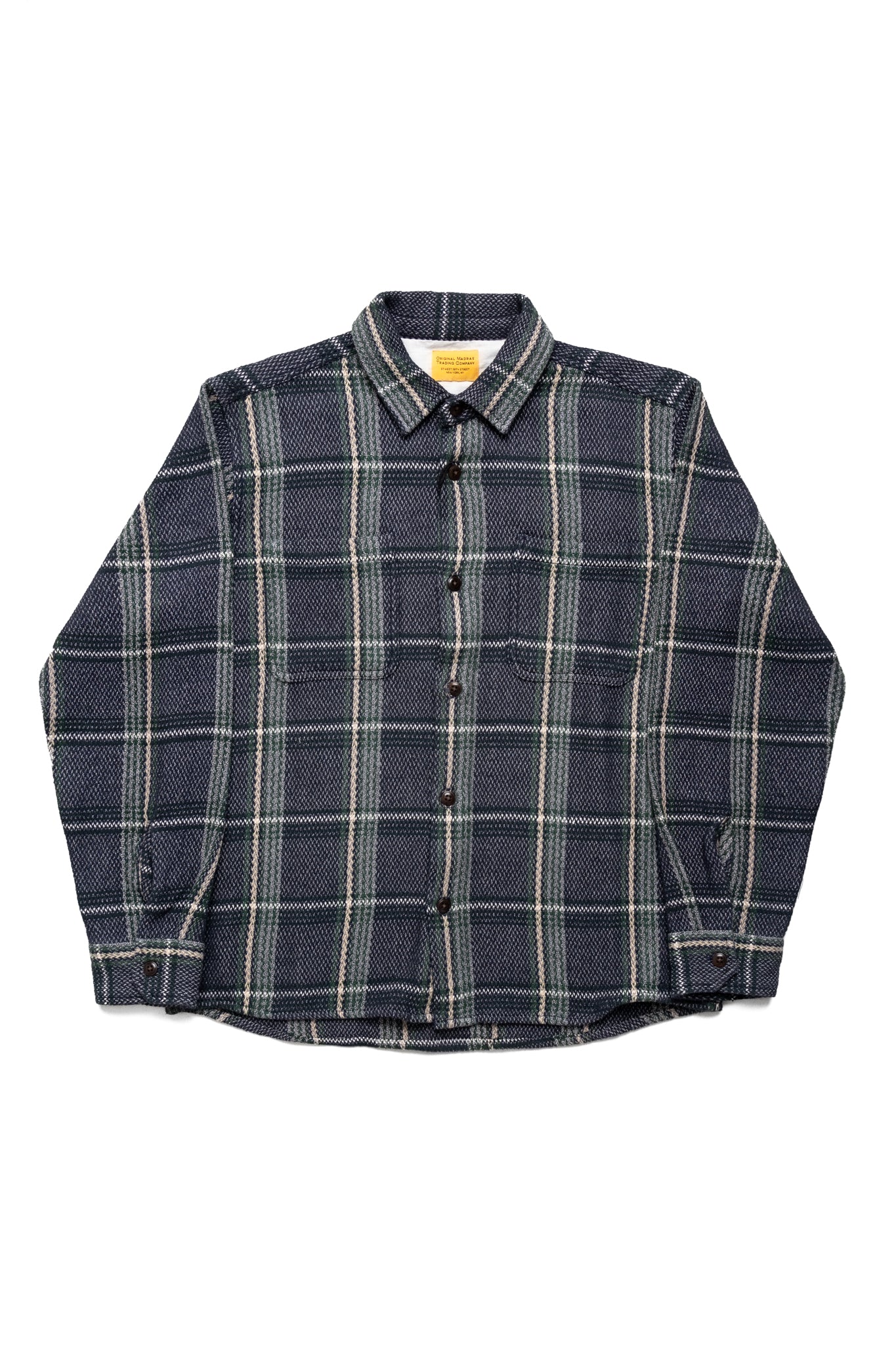 Round Tail Over Shirt Loose Fit For Blue in Green - Navy/Green Check