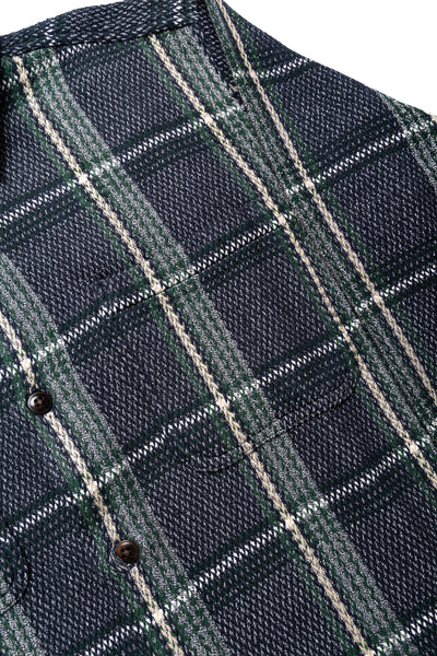 Round Tail Over Shirt Loose Fit For Blue in Green - Navy/Green Check