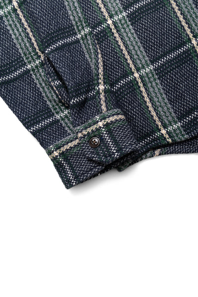 Round Tail Over Shirt Loose Fit For Blue in Green - Navy/Green Check