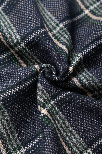 Round Tail Over Shirt Loose Fit For Blue in Green - Navy/Green Check