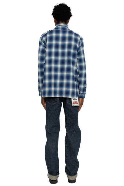 Twill Check L/S Work Shirt - Navy