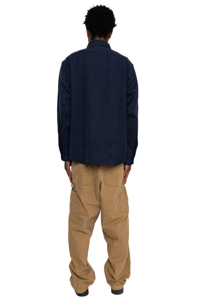 Round Tail Over Shirt Loose Fit For Blue in Green - Navy