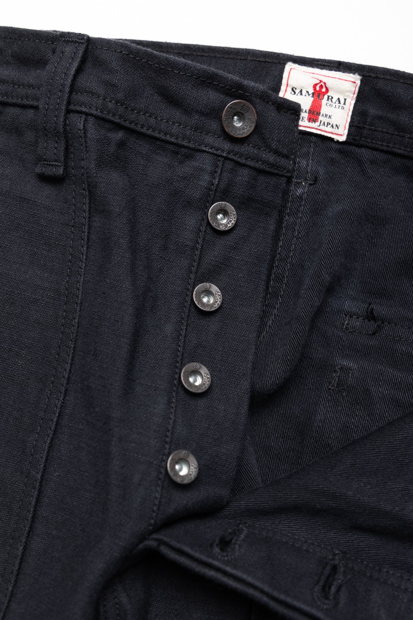 SJ52BK 15oz Selvedge Black Back Satin Fatigue Trousers