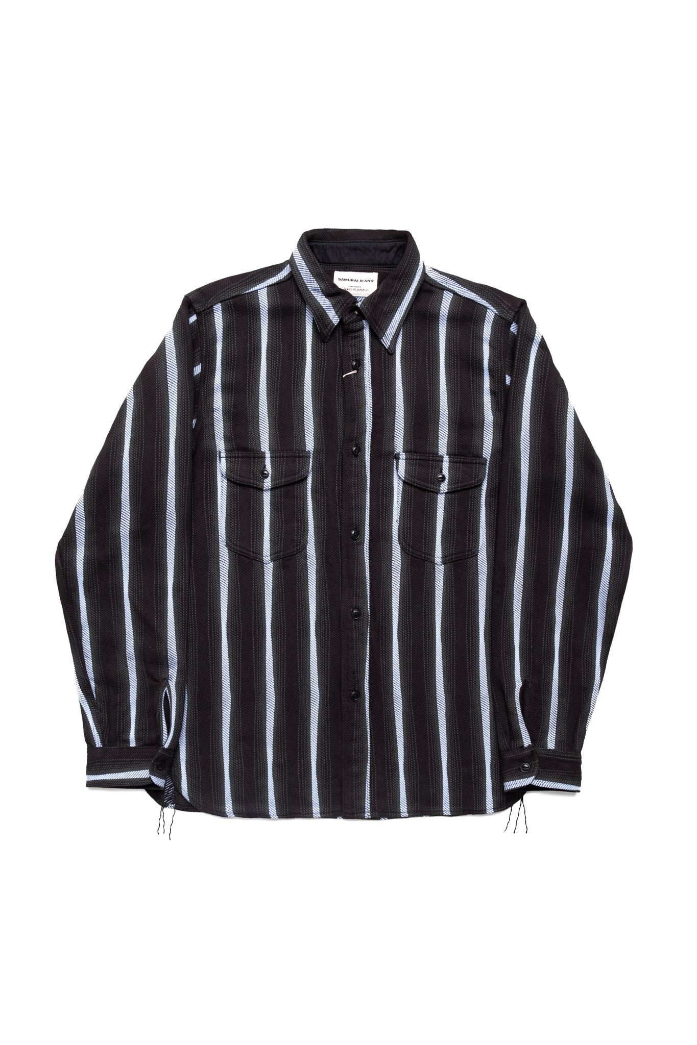 Drunken Stripe Flannel Work Shirt Western Fit - Black