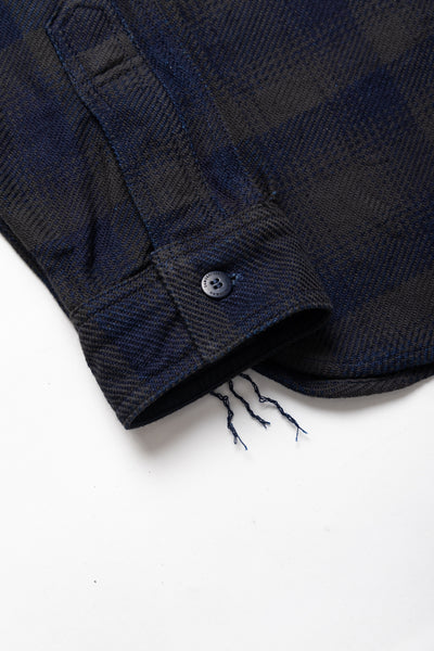 Rope Dyed Indigo Heavy Flannel Work Shirt Western Fit