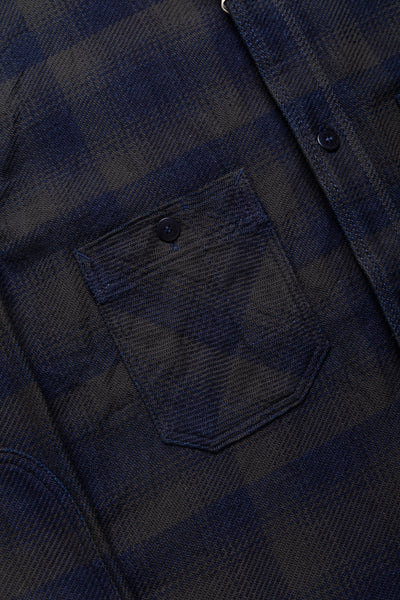 Rope Dyed Indigo Heavy Flannel Work Shirt Western Fit