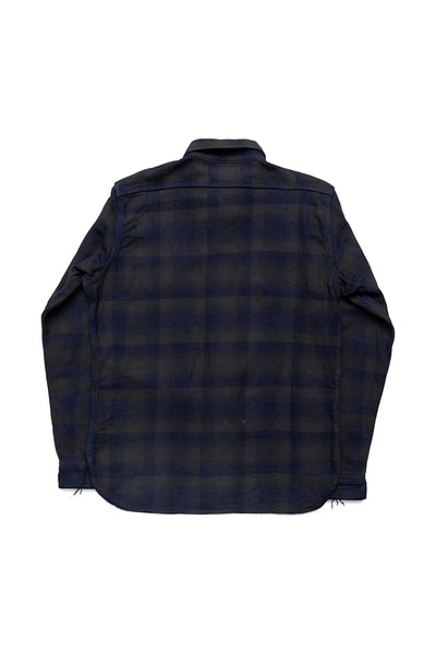 Rope Dyed Indigo Heavy Flannel Work Shirt Western Fit