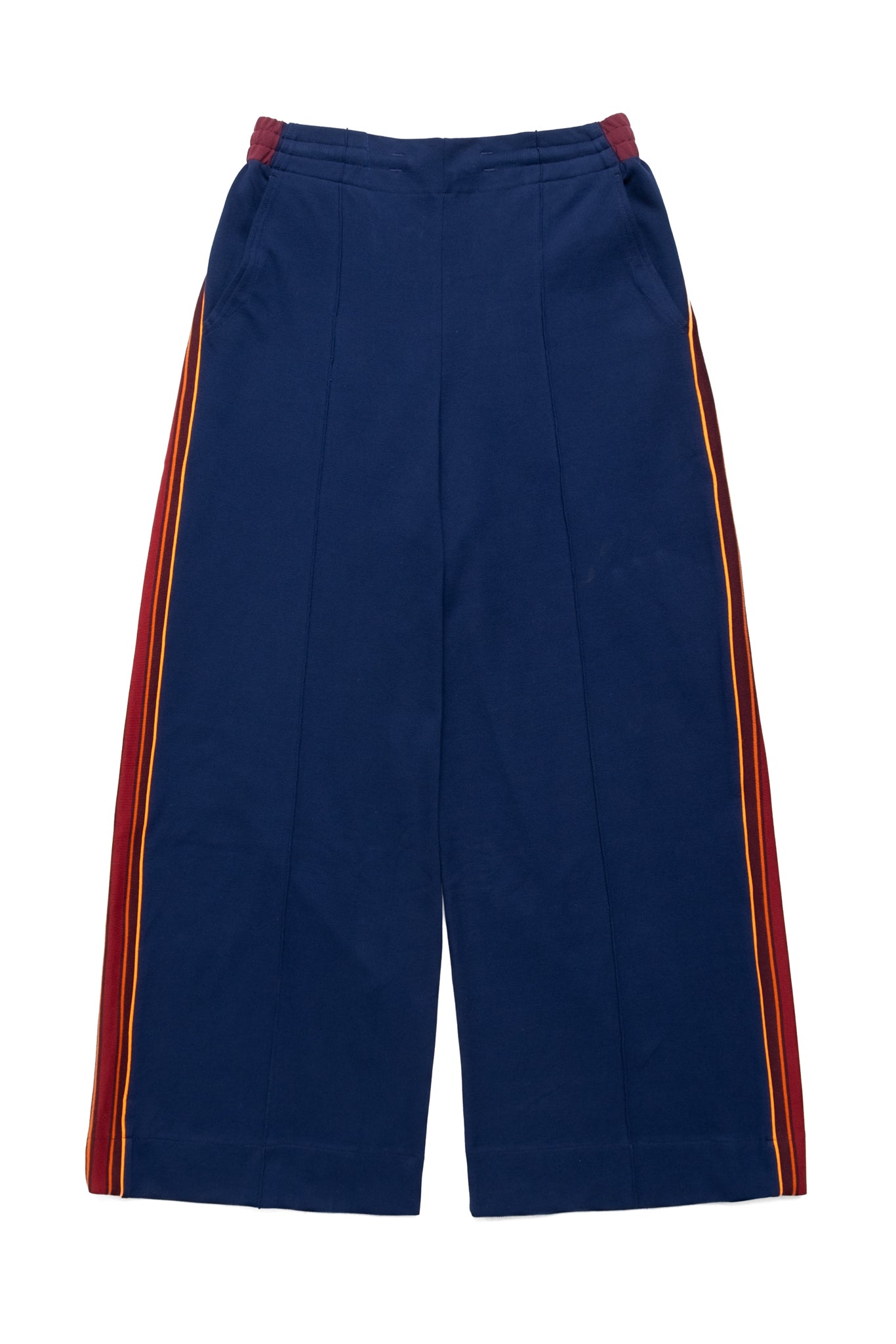 Wide Leg Track Pant - Navy/Burgundy