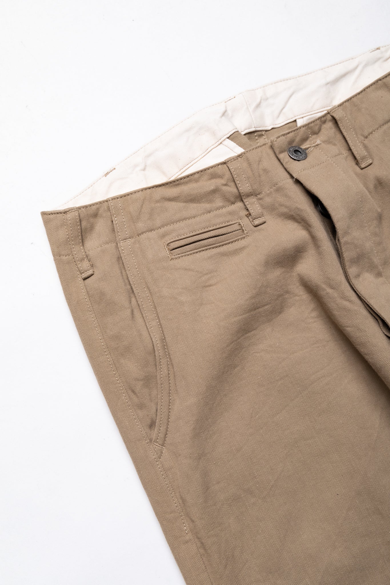 737-SVC-KHB 9.5oz Selvedge Chino Trousers - Khaki Beige