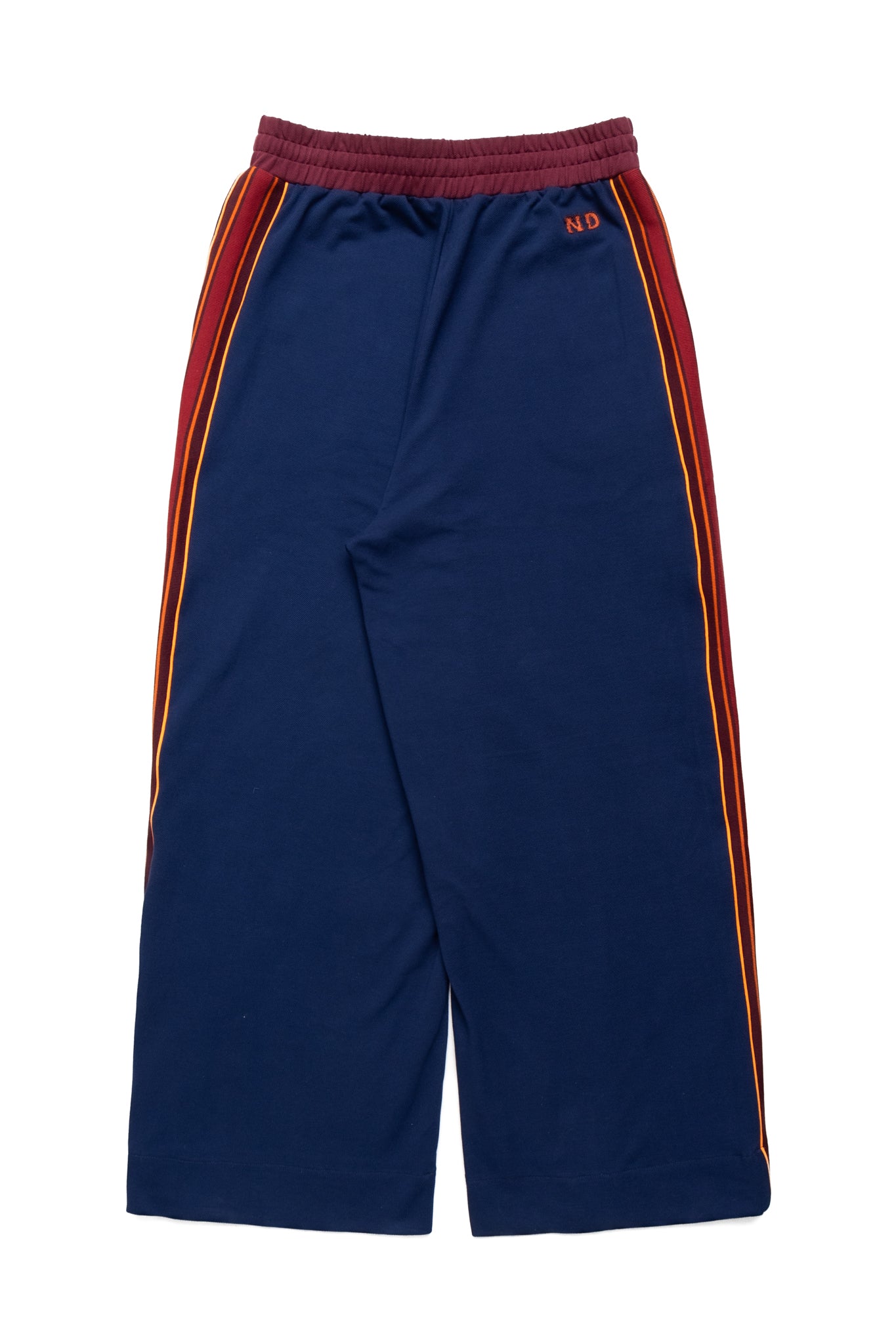 Wide Leg Track Pant - Navy/Burgundy