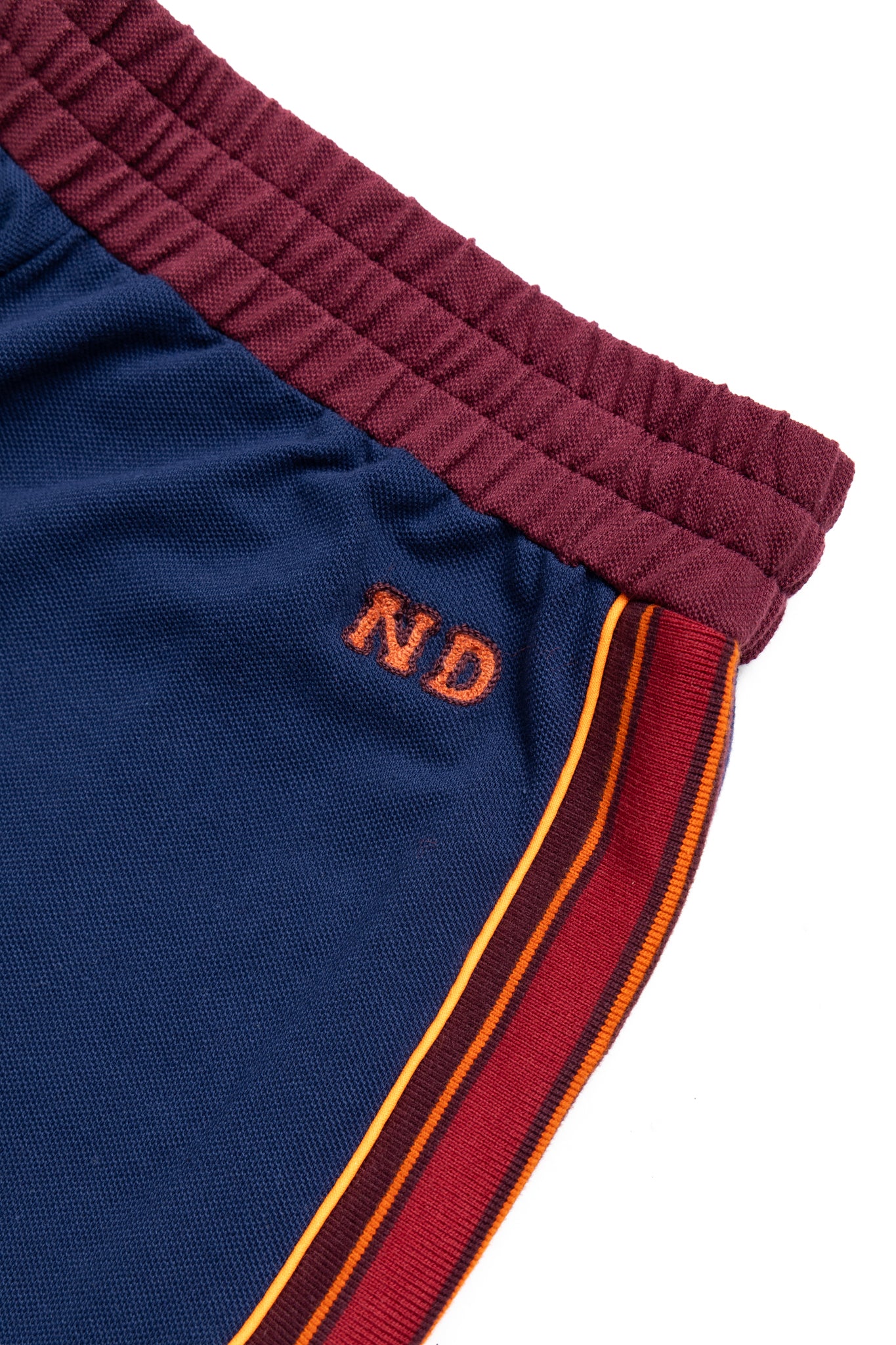 Wide Leg Track Pant - Navy/Burgundy