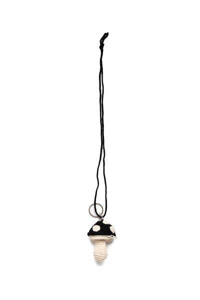 Small Mushroom Keychain Necklace - Black