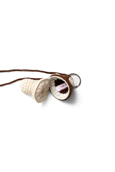 Small Mushroom Keychain Necklace - Brown