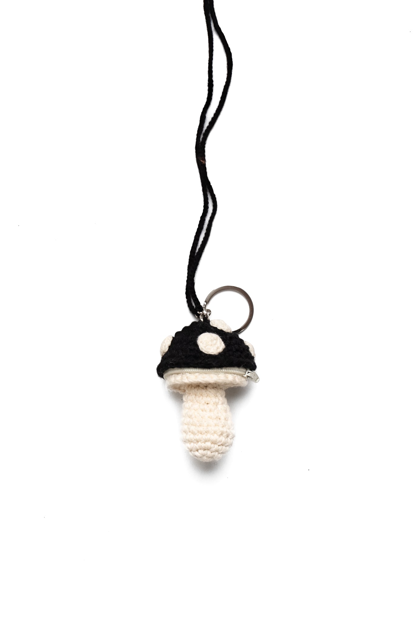 Small Mushroom Keychain Necklace - Black