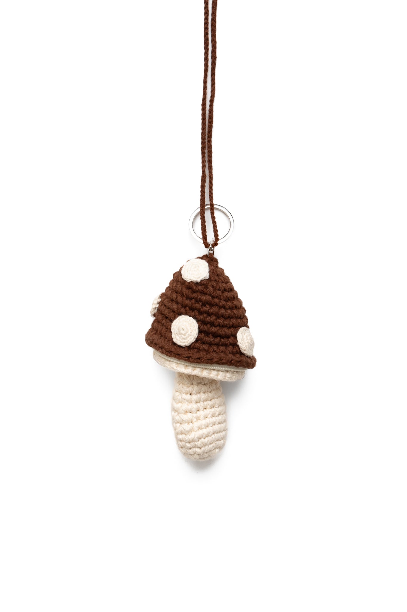 Medium Mushroom Keychain Necklace - Brown