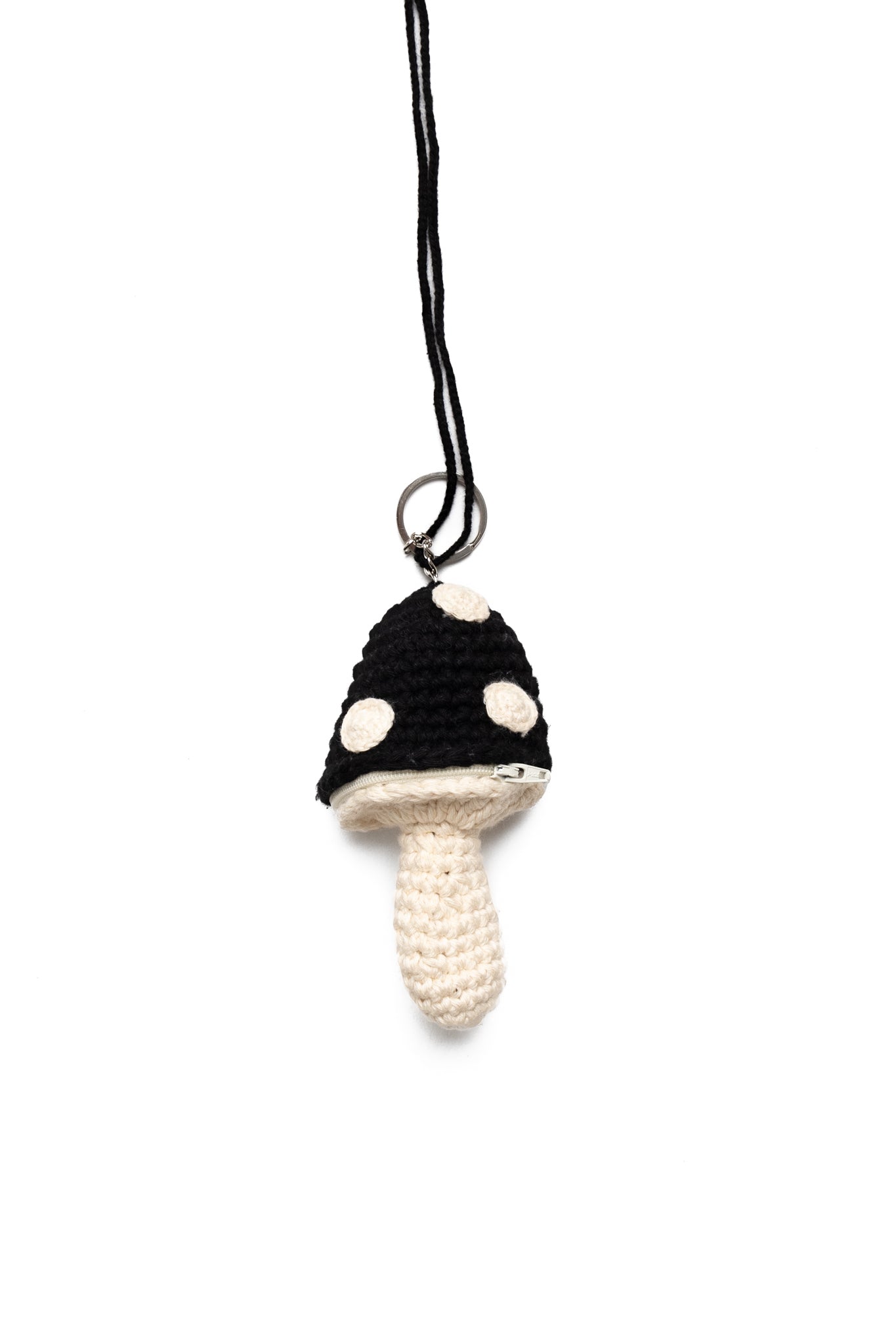 Medium Mushroom Keychain Necklace - Black