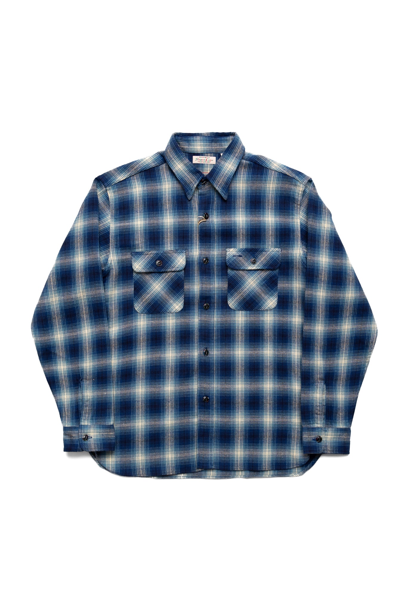 Twill Check L/S Work Shirt - Navy