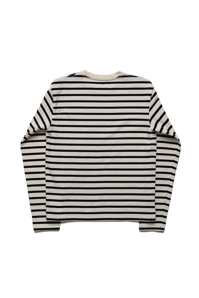 Stripe Jersey Crew Long Sleeve T (RAINBOWY Patch) - Black x Ecru