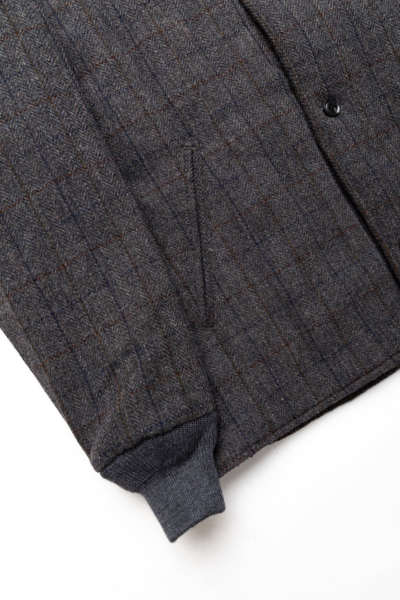 Quilted Crew Neck Jacket Wool Windowpane - Charcoal