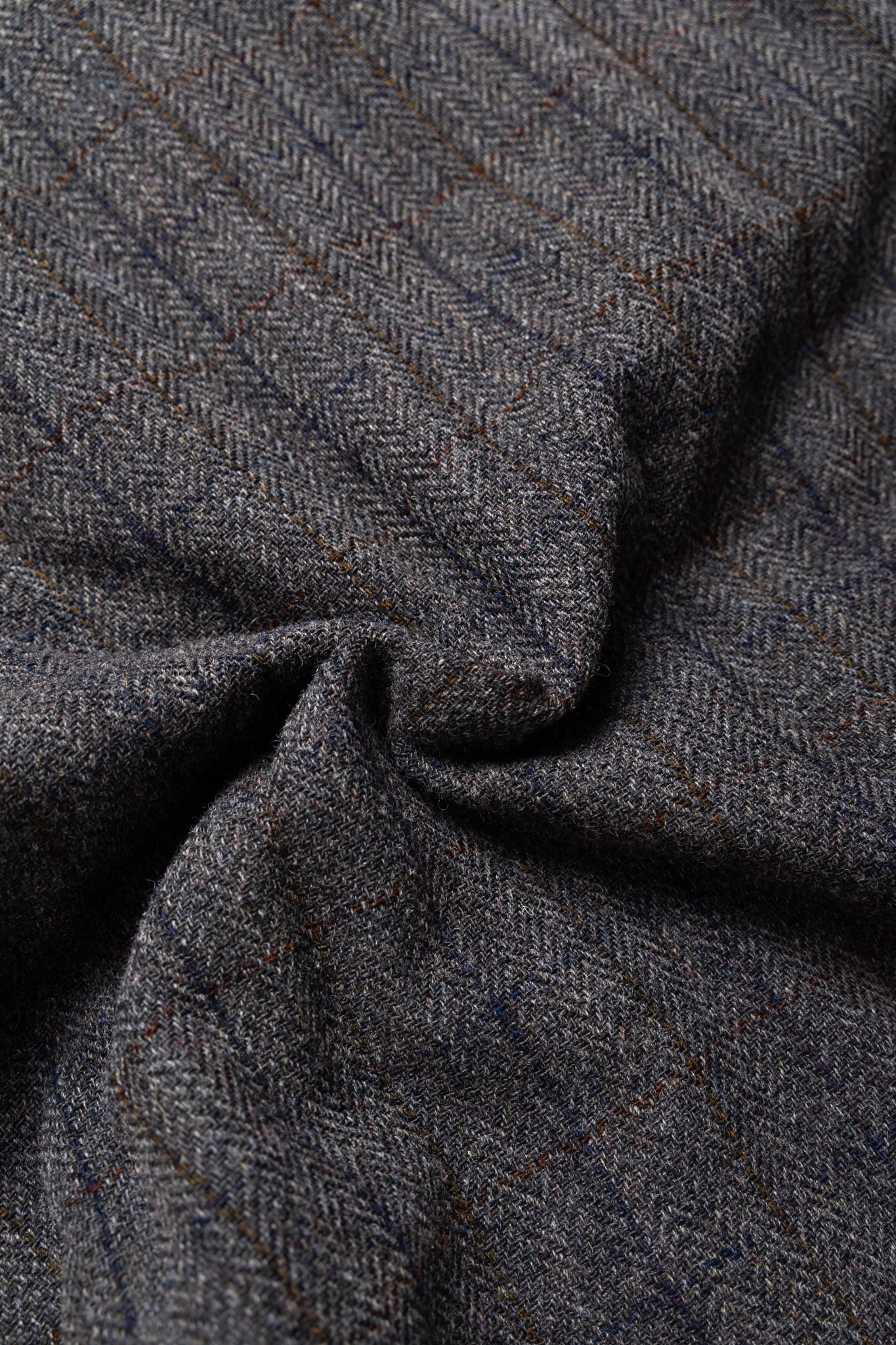 Quilted Crew Neck Jacket Wool Windowpane - Charcoal