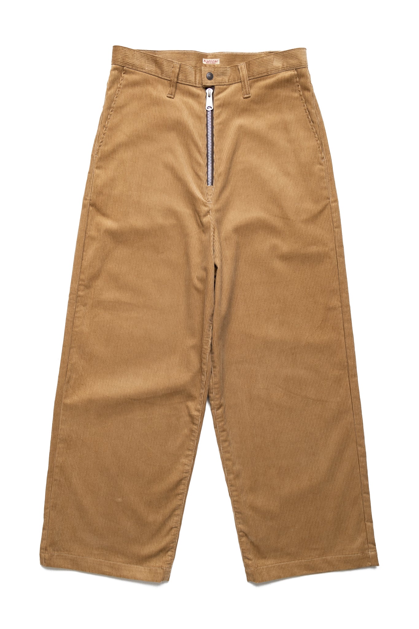 8oz Corduroy ZIPPER PORT Baggy Pants - Beige