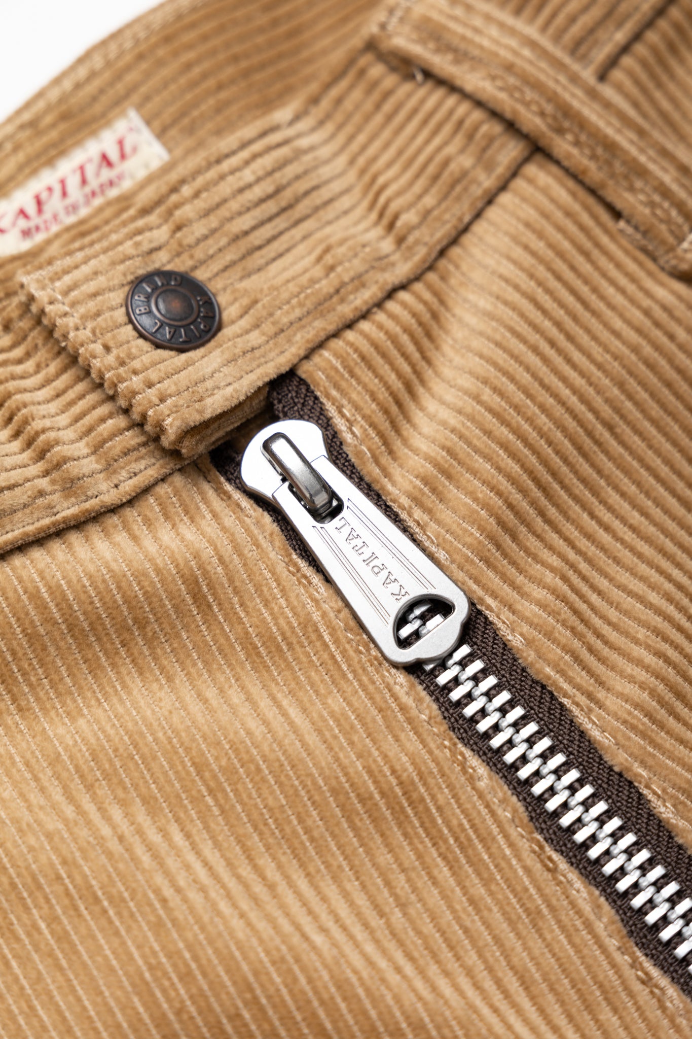 8oz Corduroy ZIPPER PORT Baggy Pants - Beige