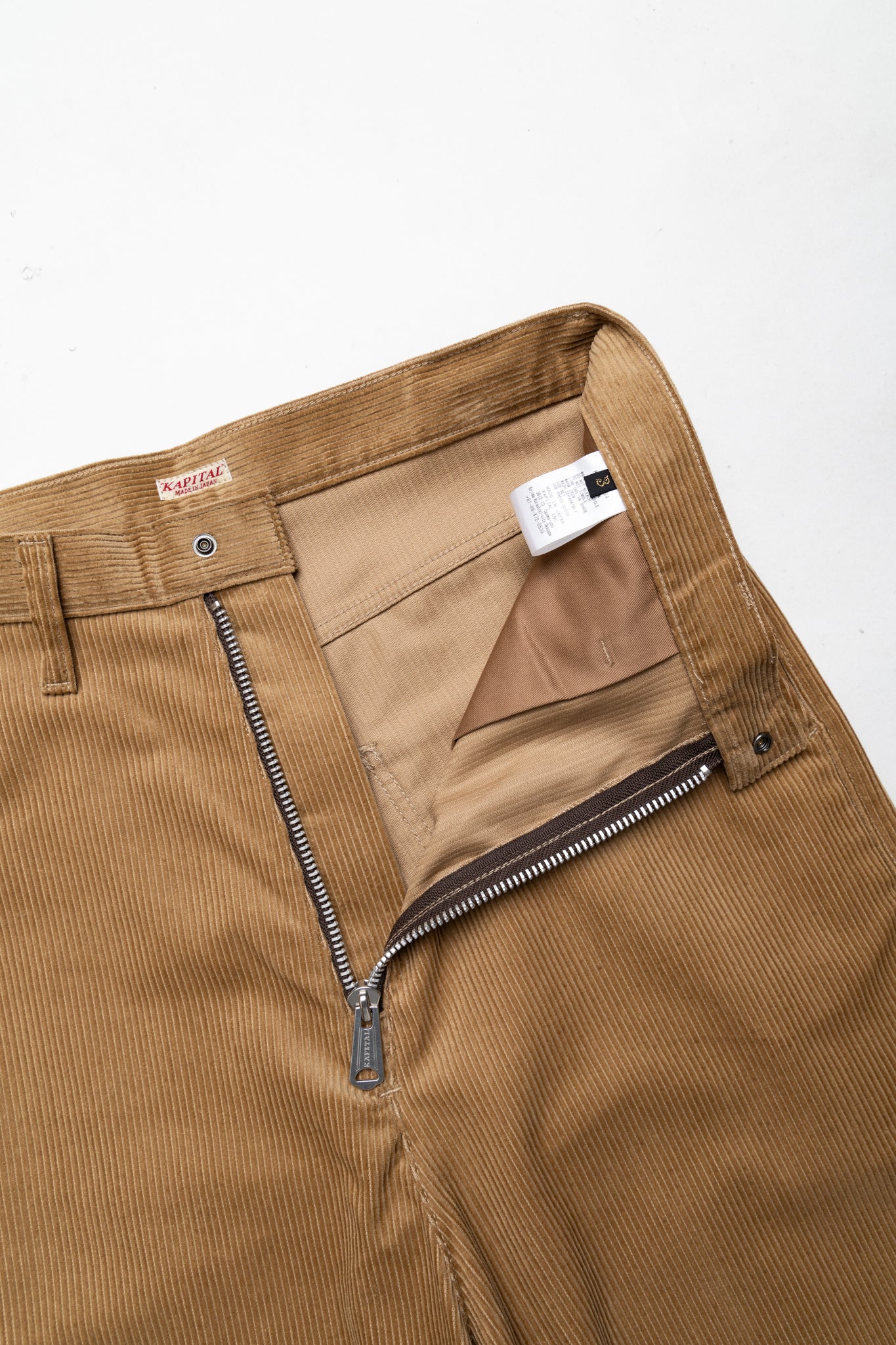 8oz Corduroy ZIPPER PORT Baggy Pants - Beige