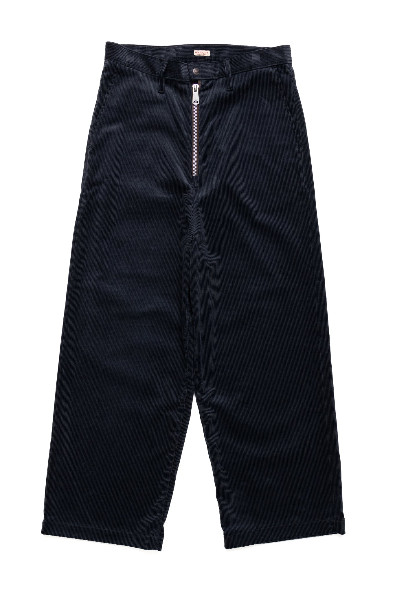 8oz Corduroy ZIPPER PORT Baggy Pants - Black