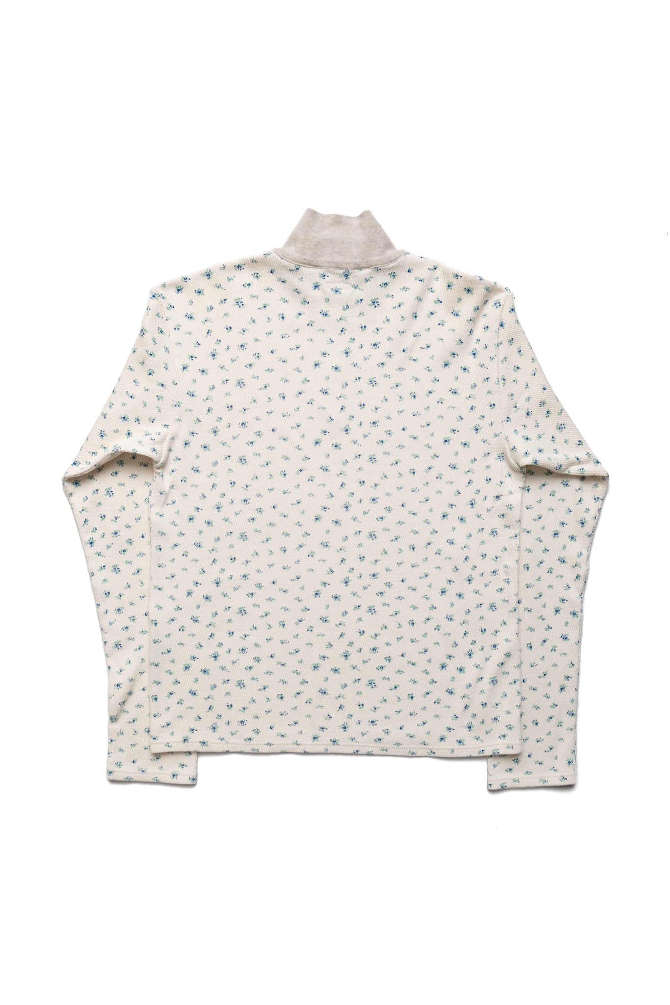 Waffle Jersey Callico Print Half Zip T (2TONES) - Blue