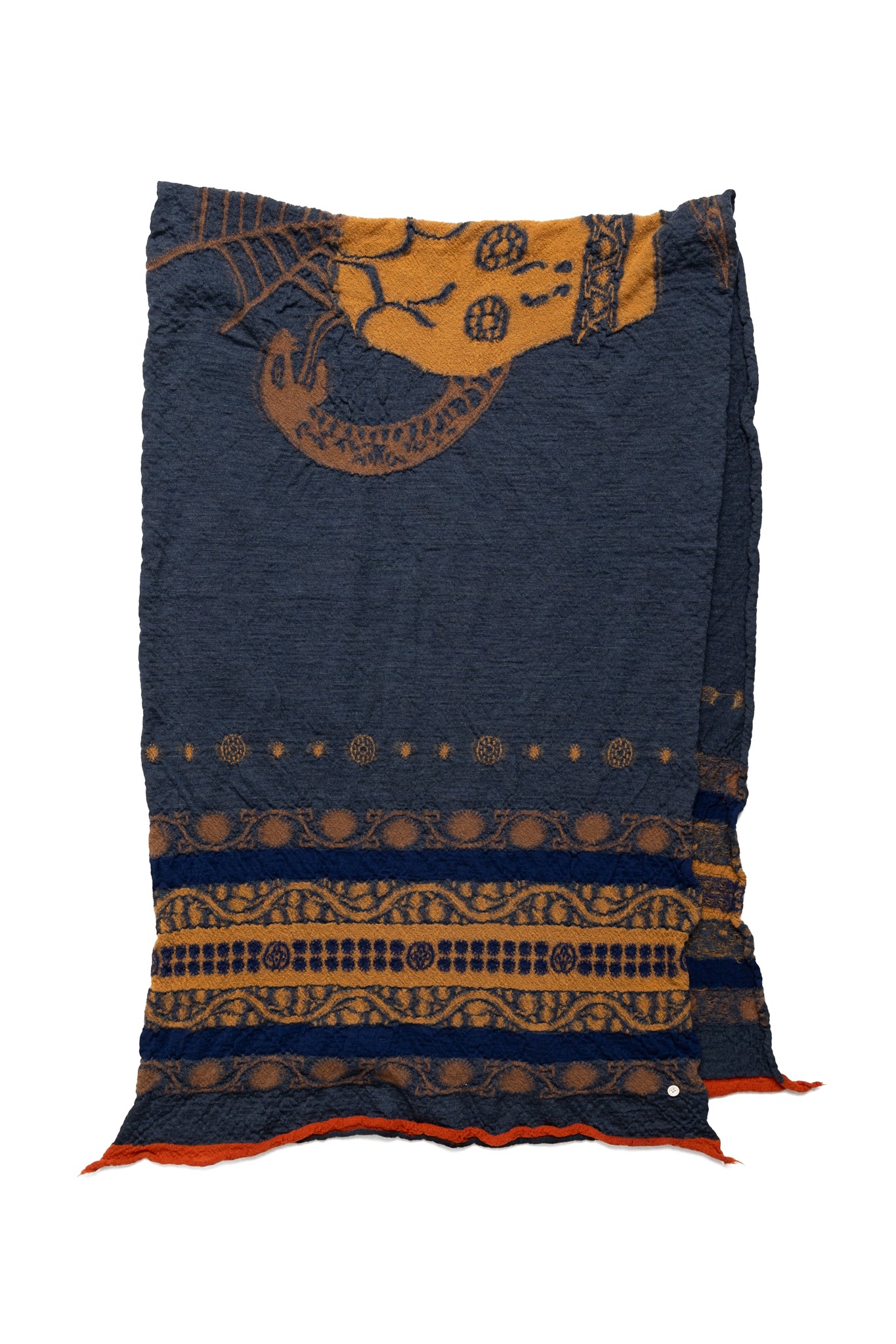 Fulling Wool Scarf (COPTIC SKULL) - Navy