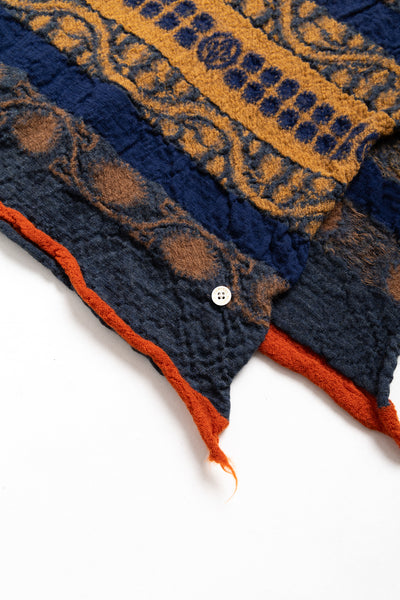 Fulling Wool Scarf (COPTIC SKULL) - Navy