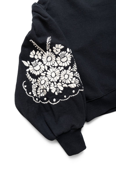 SWT Knit BOUFFANT Sleeve SWT (LATVIA Embroidery) - Black