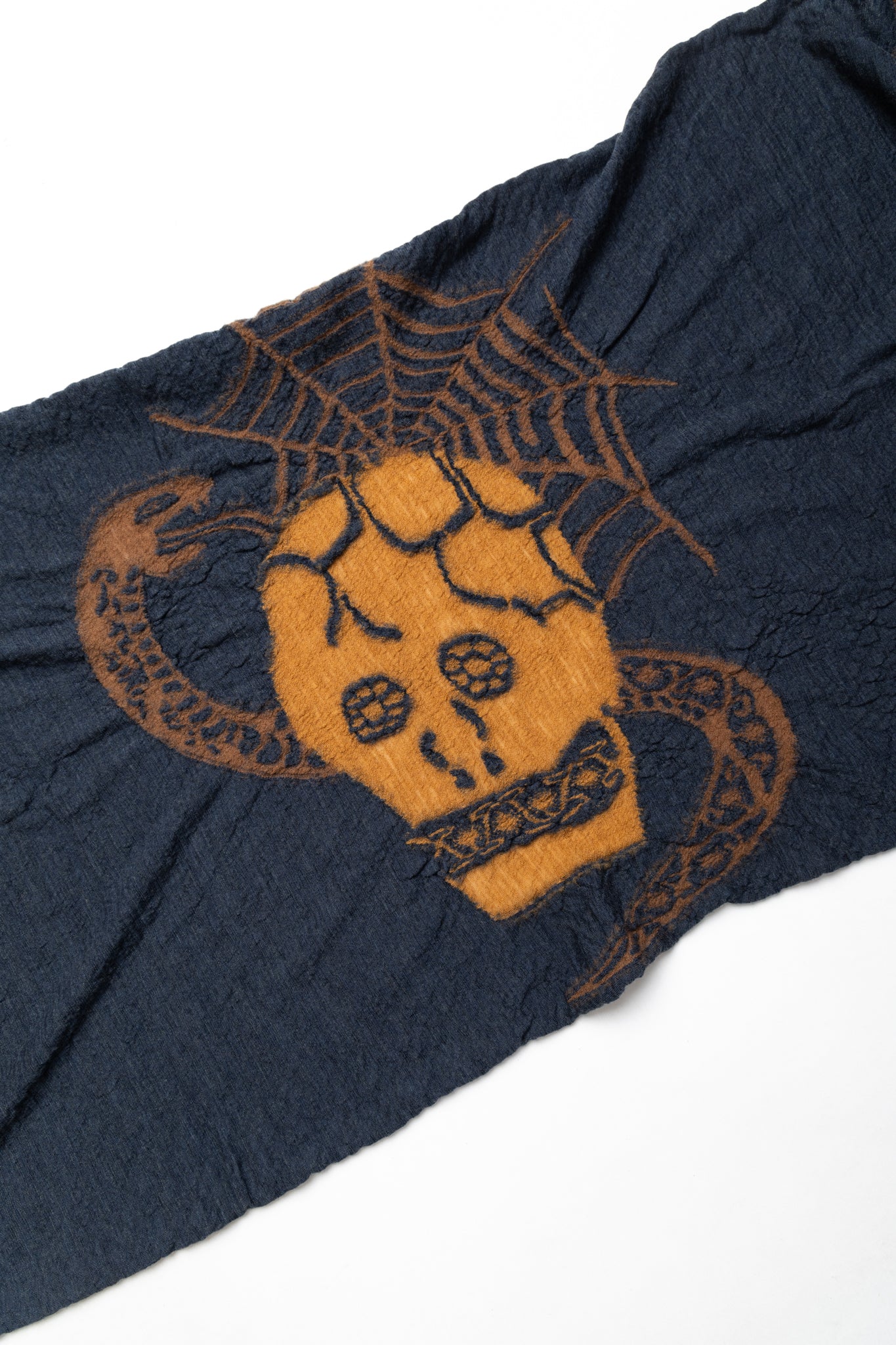 Fulling Wool Scarf (COPTIC SKULL) - Navy