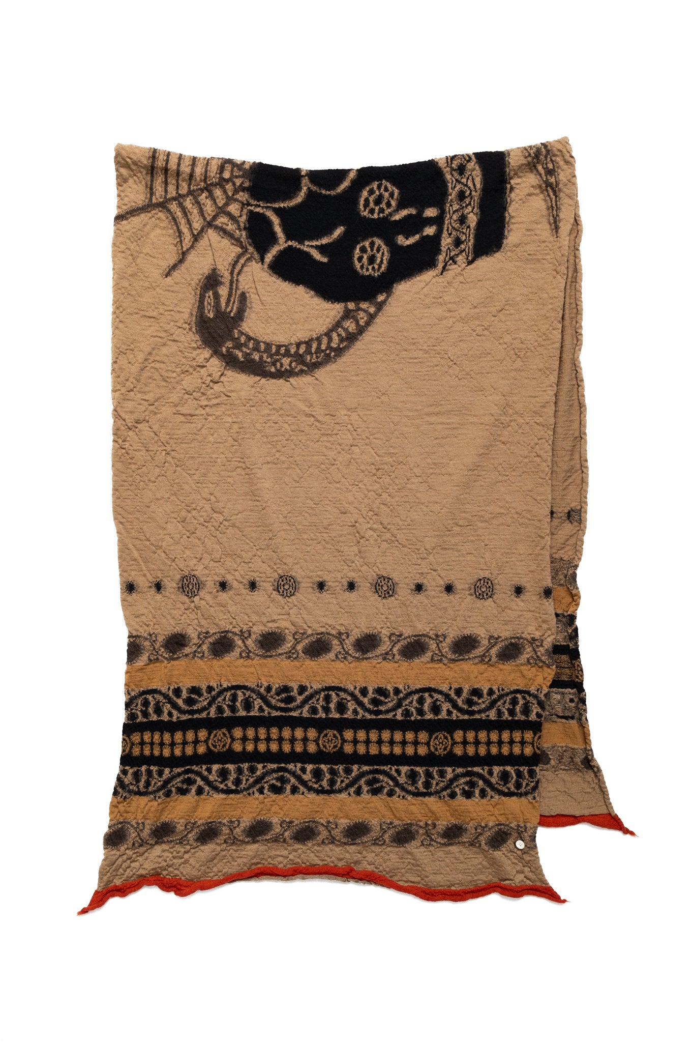 Fulling Wool Scarf (COPTIC SKULL) - Beige