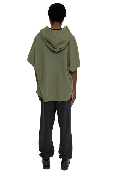 (Final Sale)Hooded Poncho - Green